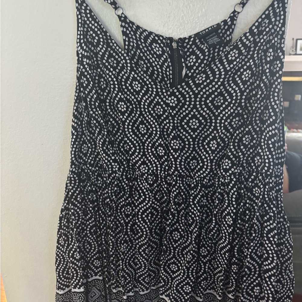 Torrid Black and White Patterned, baby doll top